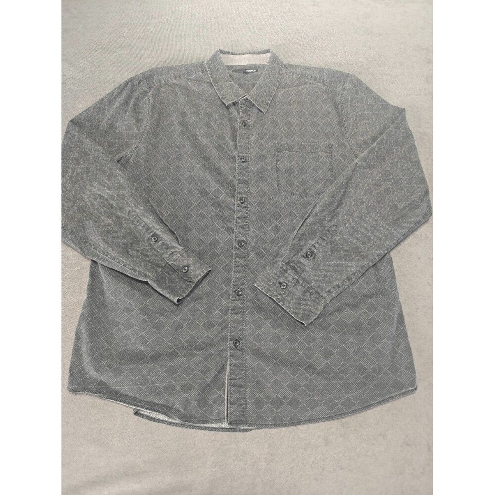 GUESS GBG Los Angeles Men’s XXL Gray Black Geometric Button Down Shirt